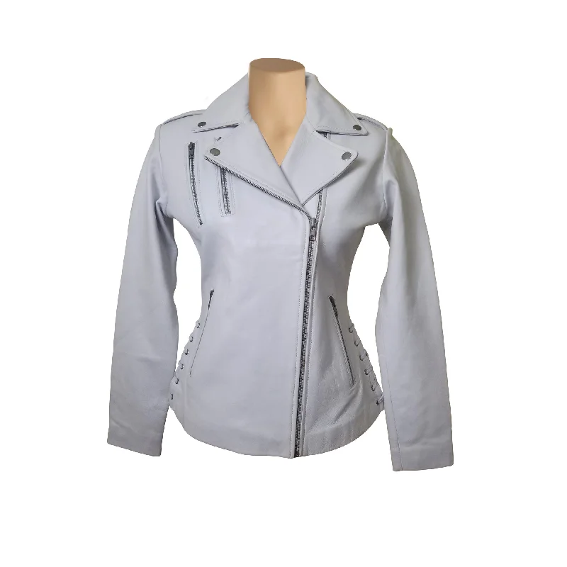 Callie’s White Leather Jacket With Side Laces