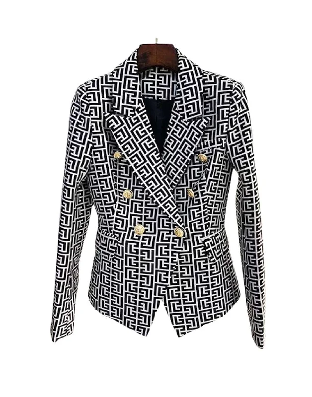 Geometrical Jacquard Patterned Blazer