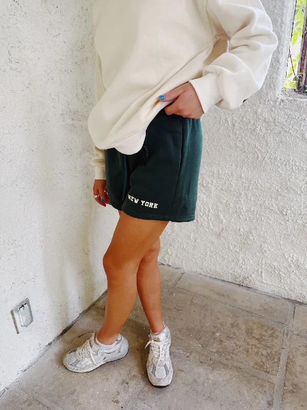 Versatile outfits to transition from day to night   NYC Sweatshorts - Forest Green