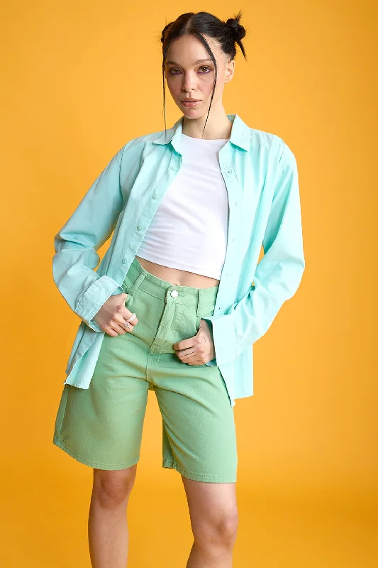 Effortlessly chic fashion for today’s woman   Easy Twill Mint Women's Regular Fit Shirt