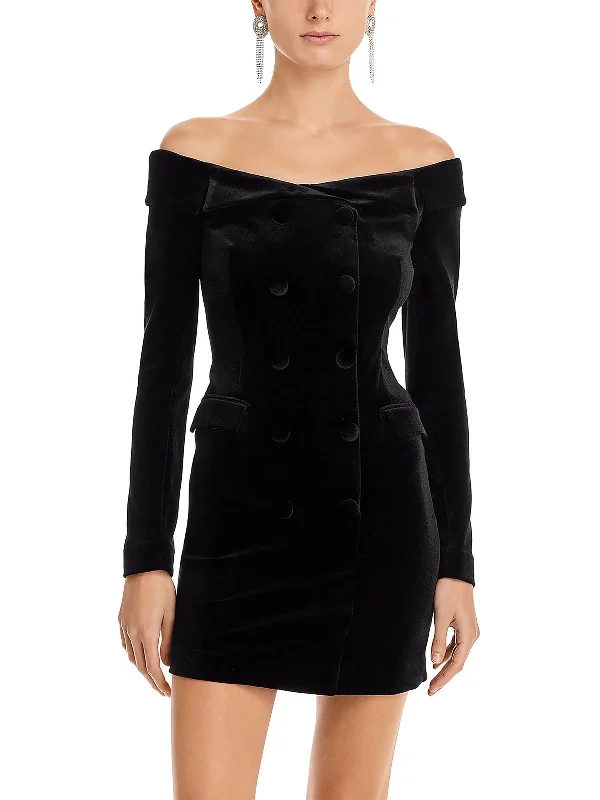 Elegant evening wear for special events Micaela Womens Velvet Off-The-Shoulder Cocktail And Party Dress Elegant evening wear for special events Micaela Womens Velvet Off-The-Shoulder Cocktail And Party Dress