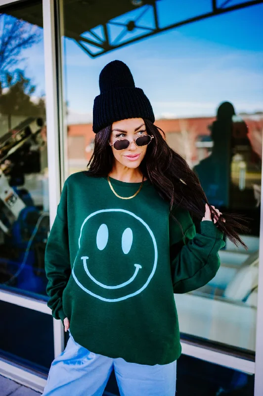 Chic and comfortable clothing for busy women   The World Needs Your Magic Puff Print Pullover in Emerald + Sky *RESTOCKED*