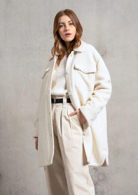 Dress up or down with these versatile pieces   STE LOELIA - Long Sherpa Coat (WINTER WHITE)