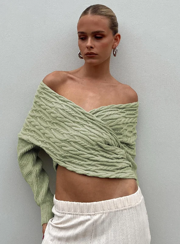 Tamas Wrap Front Sweater Sage