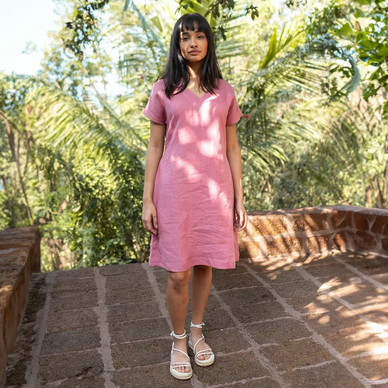 Uncover unique pieces for your perfect wardrobe   Linen Shift Dress for Women | Vintage Pink